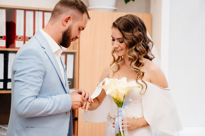 Young couple during wedding 