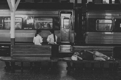 Train at railroad station platform