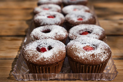 Close-up of cupcakes on table