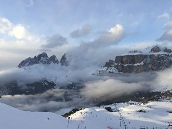 Snow covered mountain against sky