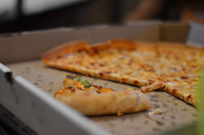 Close-up of pizza on table