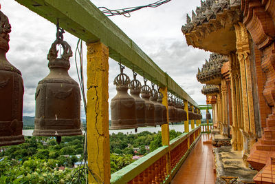 Panoramic view of temple amidst buildings against sky
