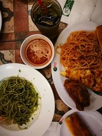 Close-up of food served on table