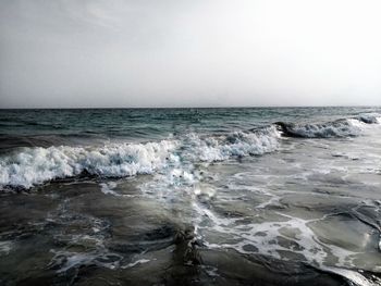 Scenic view of sea against clear sky