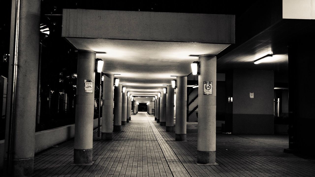 the way forward, illuminated, indoors, corridor, built structure, architecture, no people, day