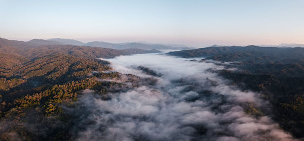 Scenic view of mountains against clear sky