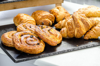 High angle view of bread on table