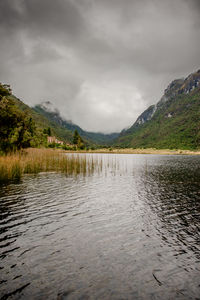 Scenic view of lake against sky