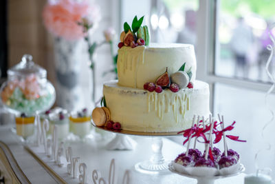 Close-up of cake on table