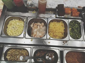 High angle view of food on table