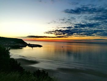 Scenic view of sea at sunset