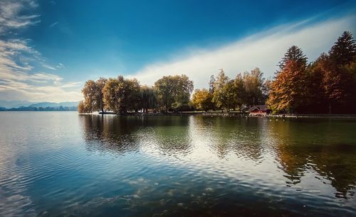 Scenic view of lake against sky