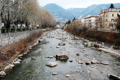 Scenic view of snowcapped mountains during winter