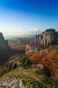 Scenic view of rock formations against sky