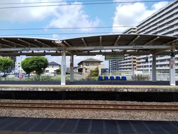 Railroad station platform against sky