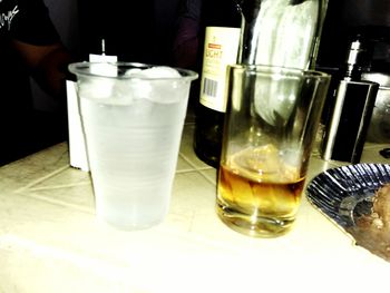 Glass of water on table