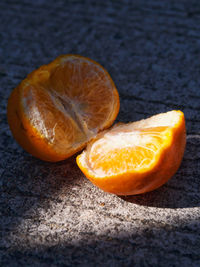 Close-up of lemon slices on table