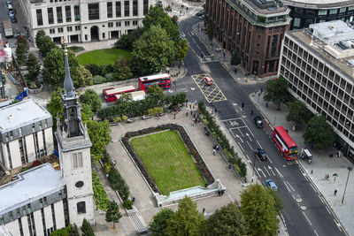 High angle view of city street