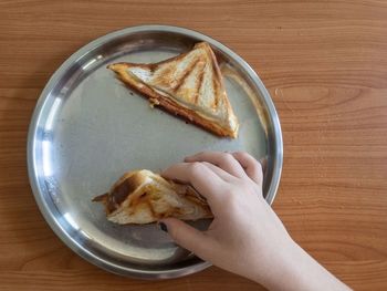 Directly above shot of person eating food