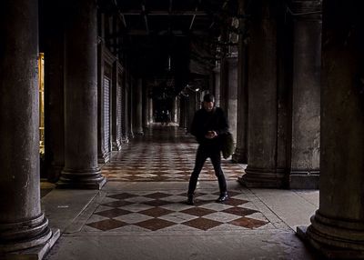 People walking in corridor