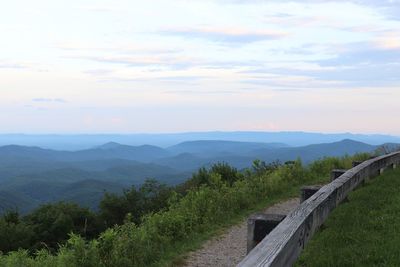 Scenic view of landscape against sky during sunset