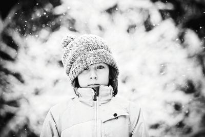 Portrait of boy in winter
