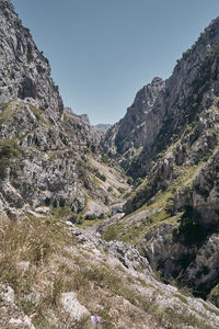 Scenic view of mountains against clear sky