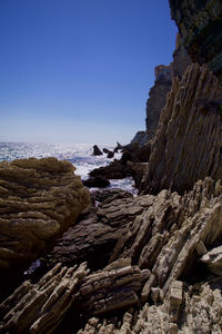 Rock formations against blue sky