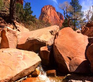 Scenic view of rock formations against sky