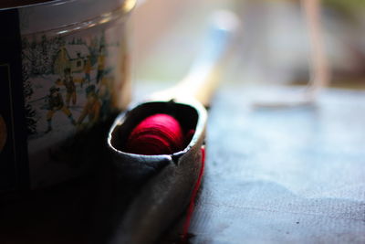 Close-up of eyeglasses on table