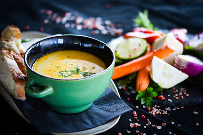 Close-up of served food in bowl