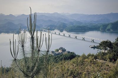 Scenic view of lake against sky