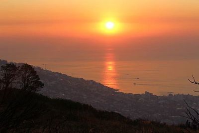 Scenic view of sunset over river