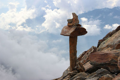 Low angle view of statue against sky