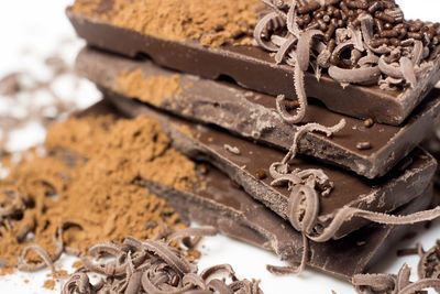 Close-up of chocolate on white background