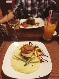 Close-up of food served in plate