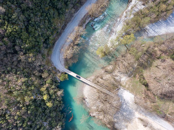 High angle view of river flowing through land