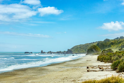 Scenic view of beach against sky