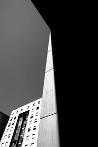 Low angle view of modern building against clear sky