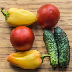 High angle view of fruits on table