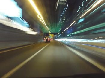 Blurred motion of road at night