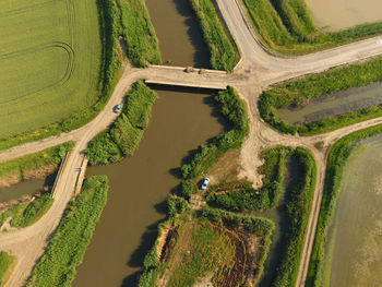 Aerial view of river amidst landscape