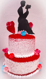 Close-up of cake on table against white background