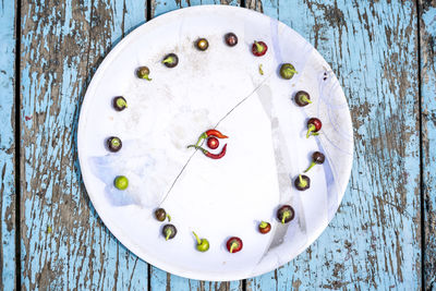 Directly above shot of bread in plate on table