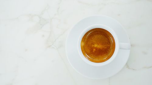 High angle view of coffee on table