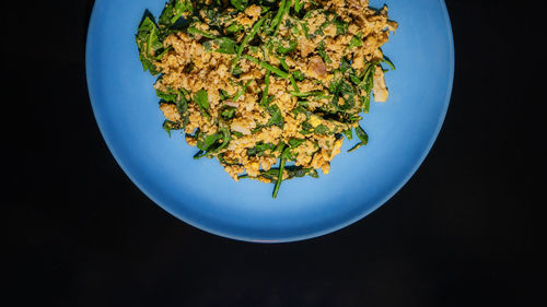 High angle view of vegetables in plate