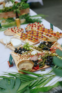 Close-up of food served on table