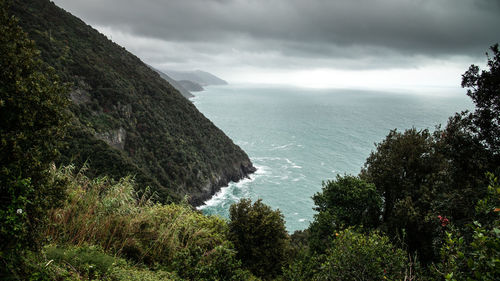 High angle view of sea against sky