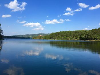 Scenic view of lake against sky