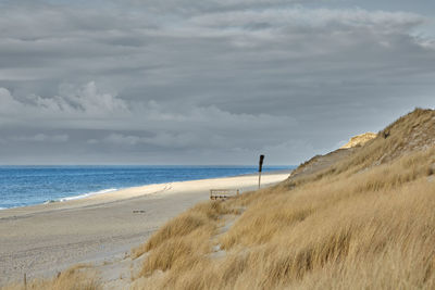 Scenic view of beach against sky